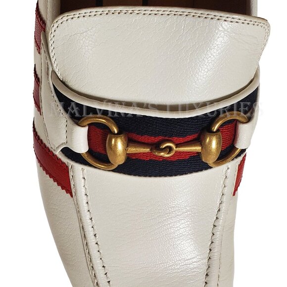GUCCI SHOES ADIDAS TRIO STRIPE TREFOIL WHITE WEB HORSEBIT LOAFER sz 7.5 8 - Picture 11 of 15